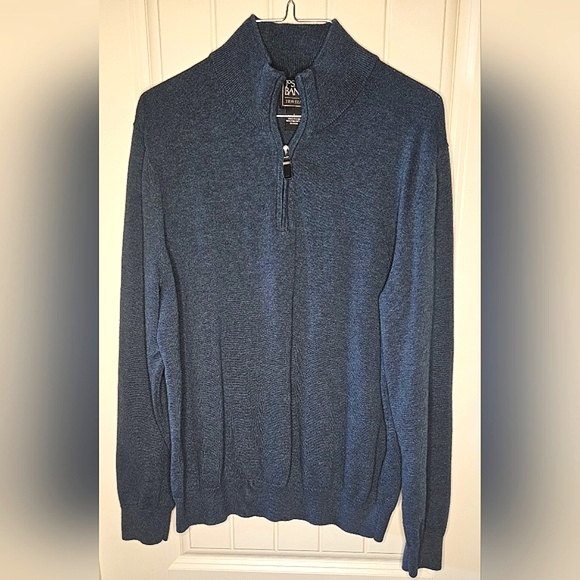 [JOS. A. BANK] Blue Collared Sweater w/ neck zipper 《L》 - Picture 1 of 13